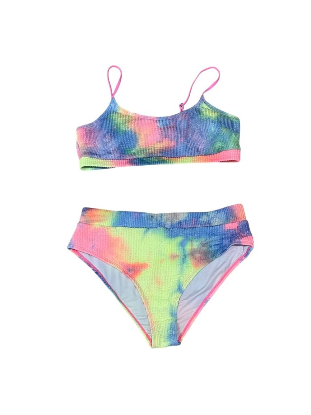 Cupshe Tie Dye Textured Scoop Neck Top High Waist Bikini Set Women's Size XL New